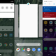 From left to right: The Notification menu in Android P. Top view of open apps in Android P. The notification menu on a Samsung Galaxy S9.